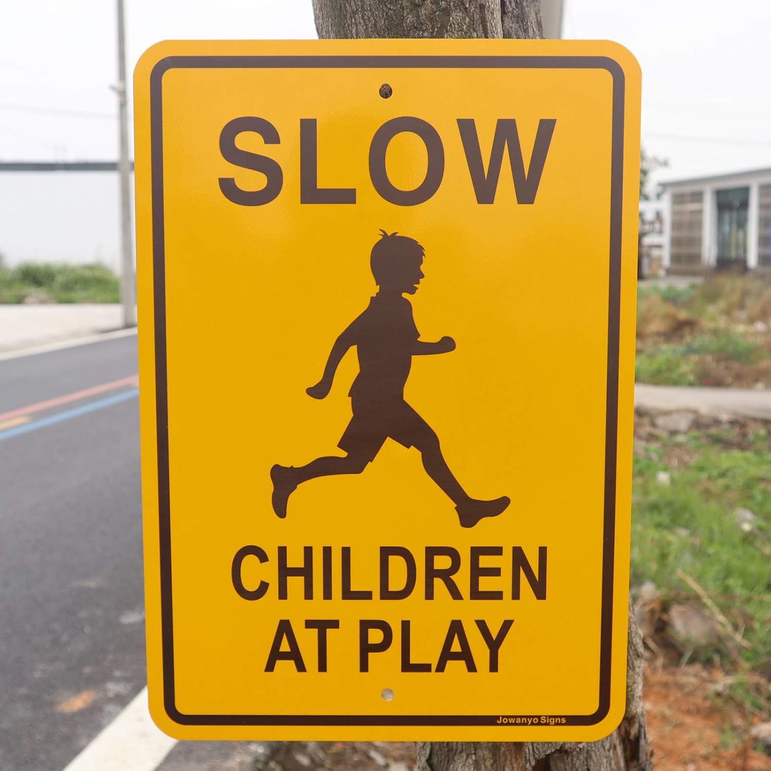 Slow Down Children at Play Sign,17 x 12 inches,Reflective Aluminum(4 Pack)