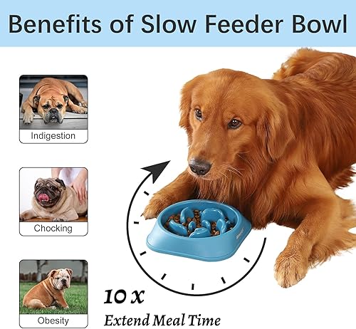 Miniatura 9 de MateeyLife Cuencos de alimentación lenta para perros, rompecabezas antiasfixia, cuencos de comida para perros, cuencos interactivos antideslizantes