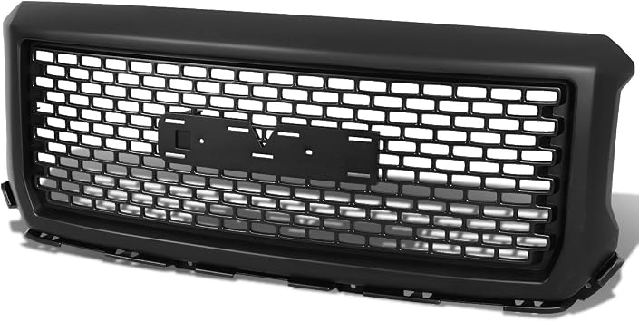 Auto Dynasty Front Upper Bumper Grille Compatible with GMC Sierra 1500, Square Mesh Style, Matte Black