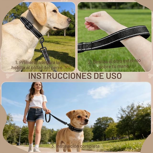 Foto 4 de 8 de Correa Doble para Perros,Correa Perro Pistón a Prueba de Explosiones,Strap Ampliación Reflectante para Paseos…