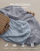 Vista 2 de Blissful Diary Sábanas de Muselina para Mini Cuna, Sábanas de Colchón Ajustables para Pack and Play, Pack N Play, Algodón Suave para Niños y Niñas