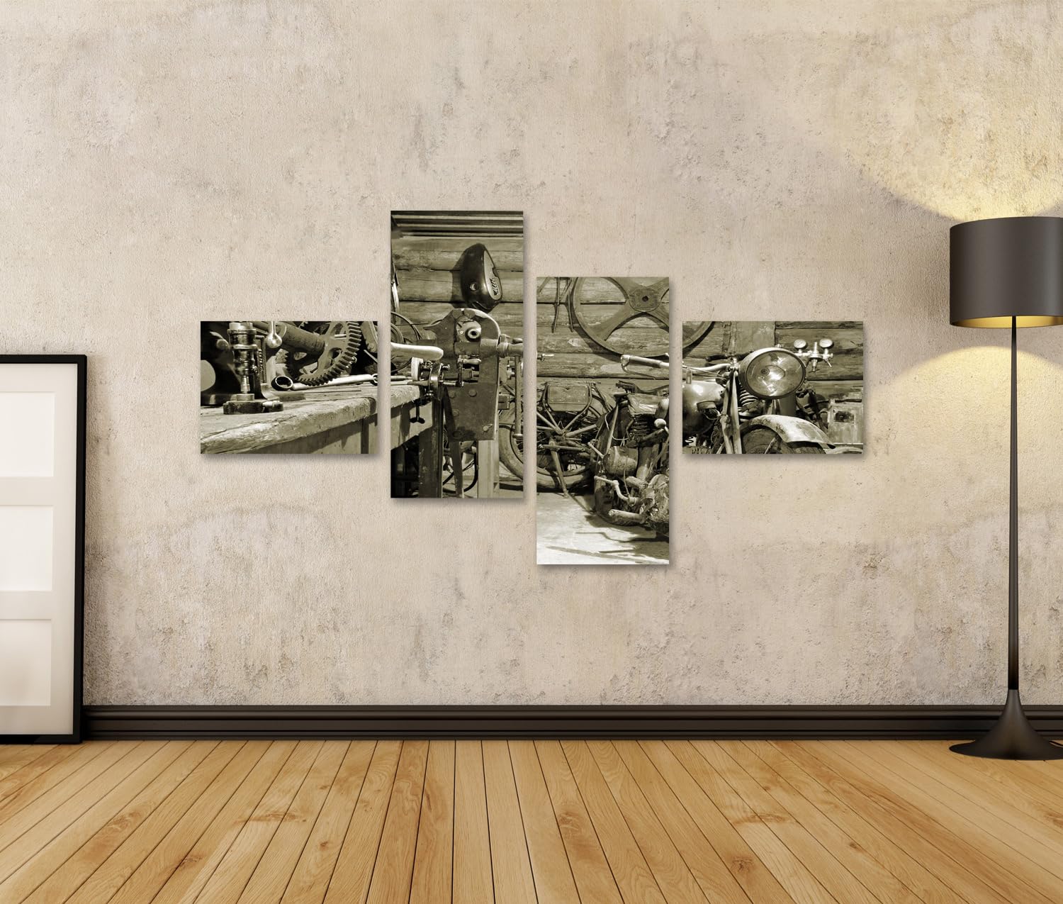 Tableau Sur Toile 'Compteur Industriel' - Décoration Murale Vintage, Panorama 120x40 Cm - Toile Tendue Sur Châssis - 10