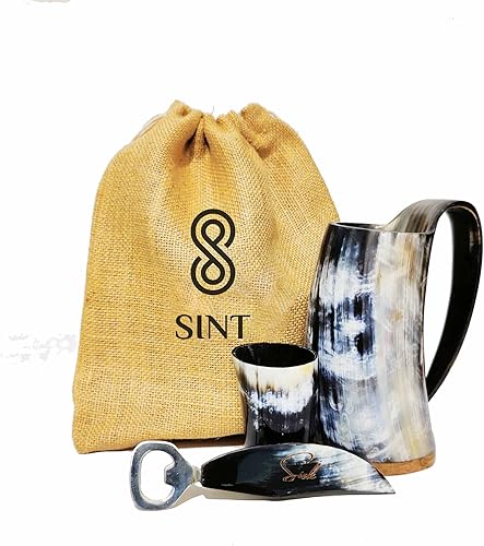 SINT Taza de cuerno vikingo con bolsa de regalo, taza de cerveza y hidromiel para hombre de grado alimenticio (simple pulido) disponible en Yaxa Guatemala