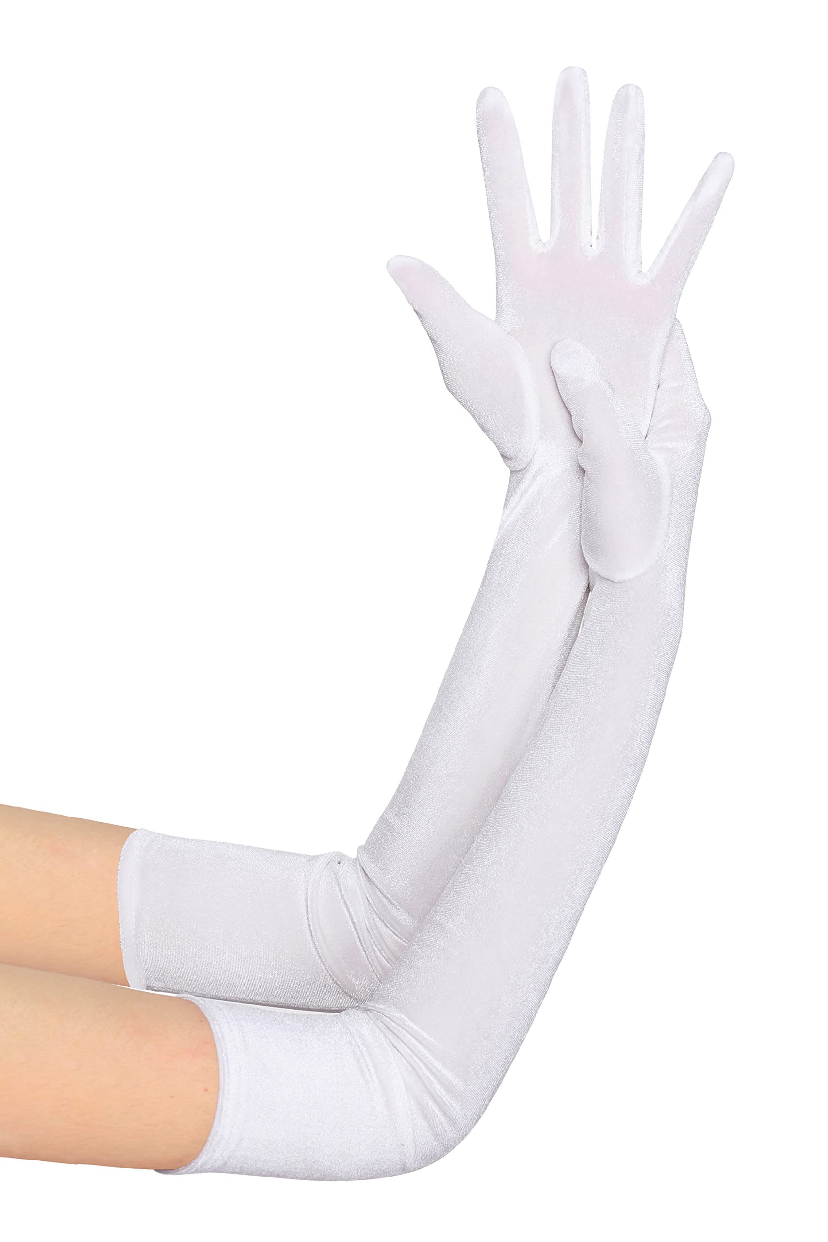 BABEYOND Long Opera Gloves for Women Velvet 1920s Elbow Length Party Gloves, White, One Size
