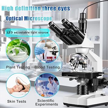 Trinocular Microscope 40X-5000X Magnification Laboratory Grade with Dual Mechanical Stage and HD USB Camera Microscopes for Adults(Adult Trinocular Microscope with Electronic Eyepiece)