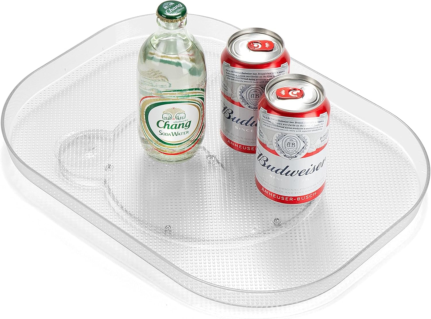 Lazy Susan Turntable for Refrigerator, Sliding and 360° Rotating Rectangular Fridge