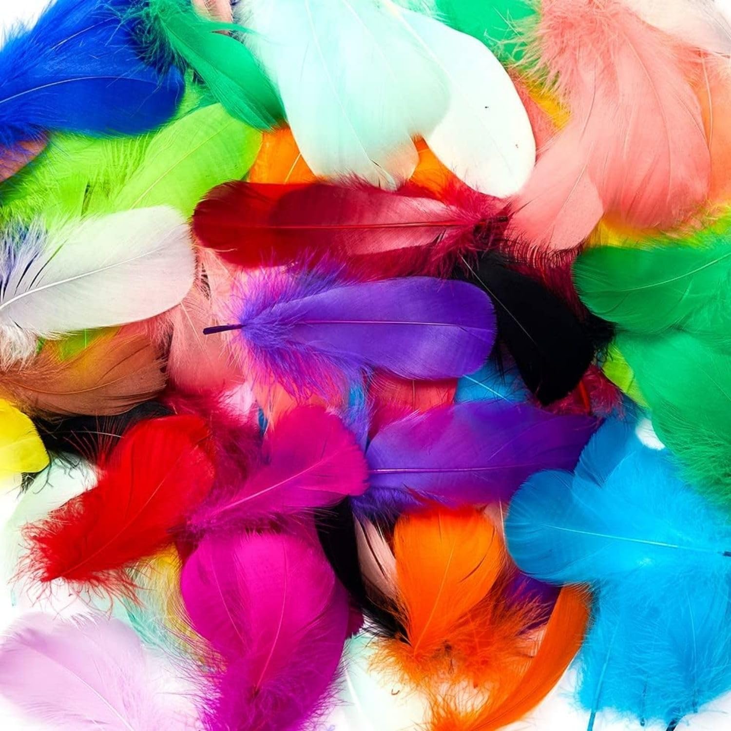 Tdas 270+ Pcs Natural Dyed Feathers for Craft 3-5 inches Arts Fluffy Dream Catcher Making kit for Decoration Projects Earrings Colourful for Kids Handmade Wedding Home (Multicolor)