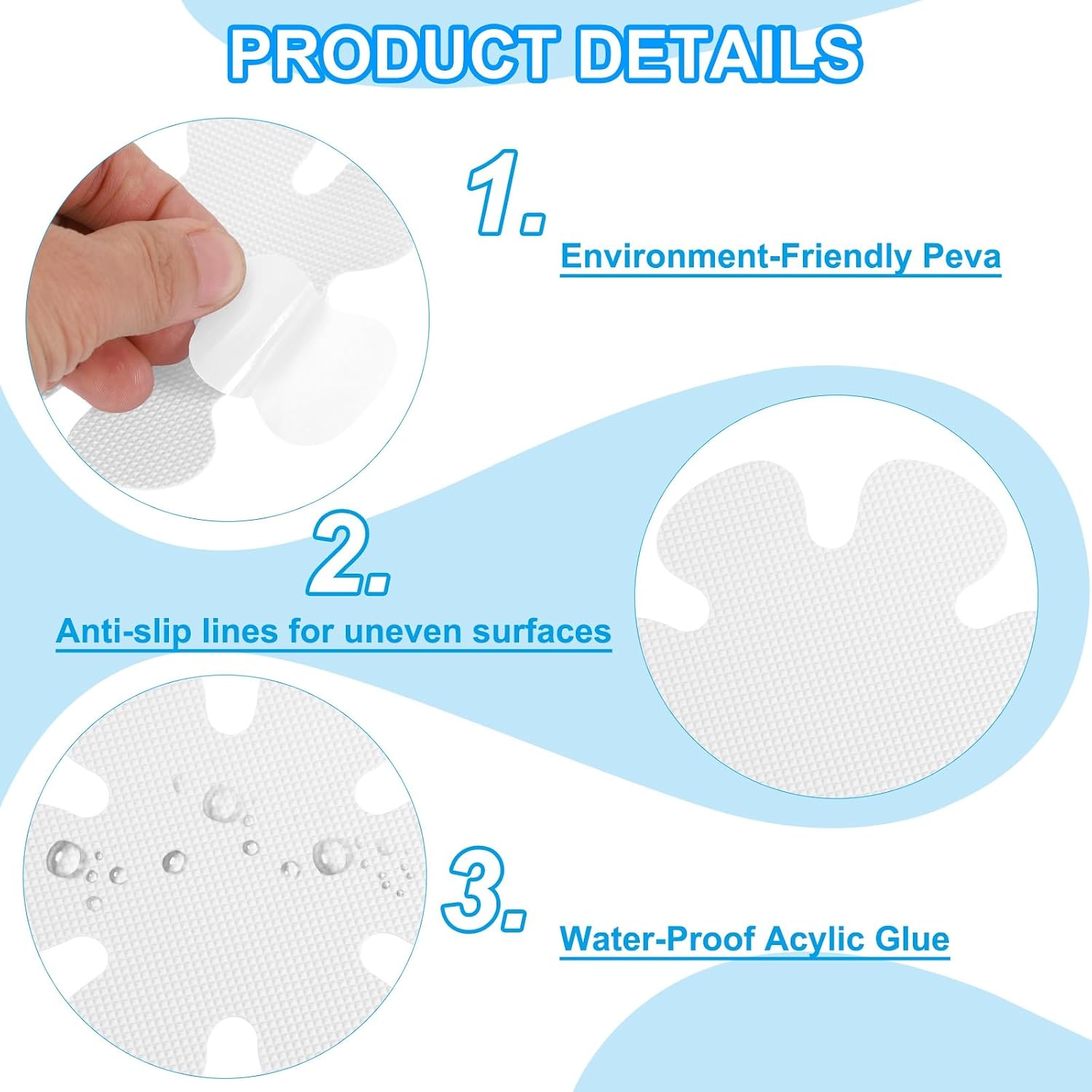 PATIKIL Bathtub Non Slip Stickers 3.9 x 3.9 Inch, 20 Pack Flower Safety Shower Floor Anti Slip Stickers with Adhesive Decals Scraper for Bath Tub Shower Floor Stair, White