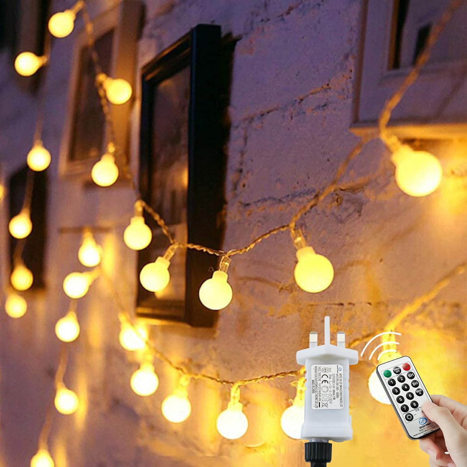 15M/49ft 120 LED Fairy Lights Plug in Powered, 8 Modes Christmas Lights Outdoor/Indoor, Garden Lights for Patio, Gazebo, Bedroom, Party Decorations (Warm White, 120LED)