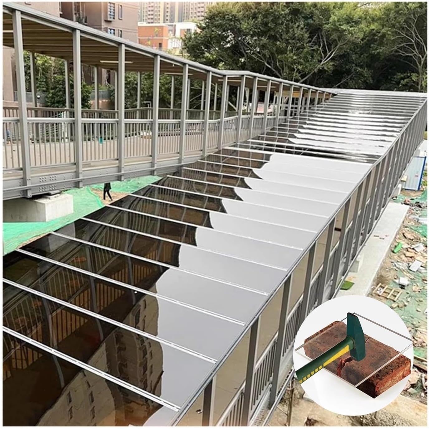 Clear Polycarbonate Roofing Sheet, Splicable Corrugated Plastic UV Resistant Greenhouse Shed Canopy, Transparent Insulation Day Lighting Panels, Easy Cut Covering(1.2x4m/4x1.3.2ft)