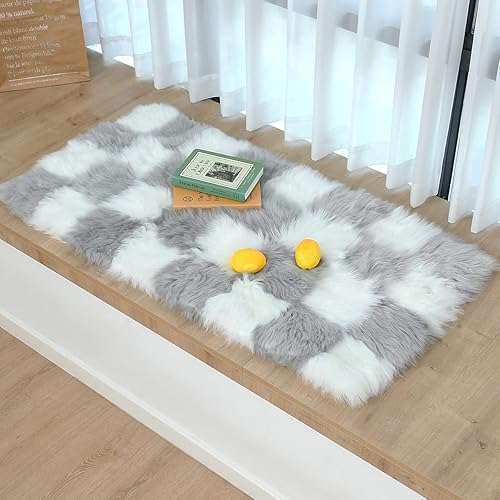 Miniatura 111 de Alfombra de piel sintética esponjosa de piel de oveja blanca, 4 x 6 pies, ultra suave, para dormitorio, mesita de noche, sala de estar, guardería