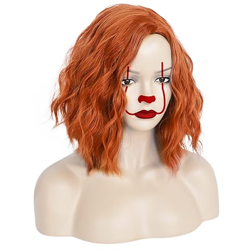 Miniatura 3 de ANOGOL Gorro de peluca + pelucas naranjas para mujer, peluca de especias de jengibre, peluca rizada naranja para cosplay, pelucas cortas onduladas