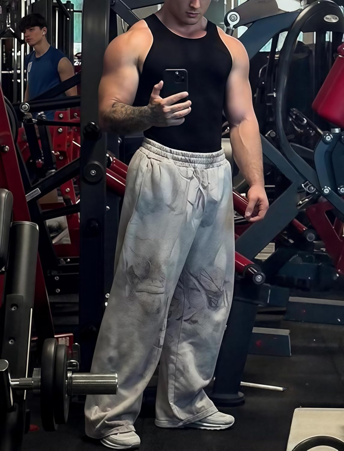 Mens Camo Sweatpants Wide Leg/Cuffed/Striped Baggy Sweat Pants Gym Athletic Elastic Waist with Pockets S-XXL - Image 3