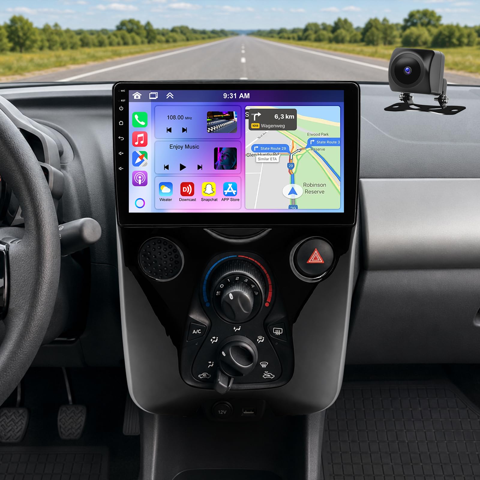 2 Din Android 14 Autoradio pour Peugeot 108/Toyota Aygo B40 2014-2021 2+32G