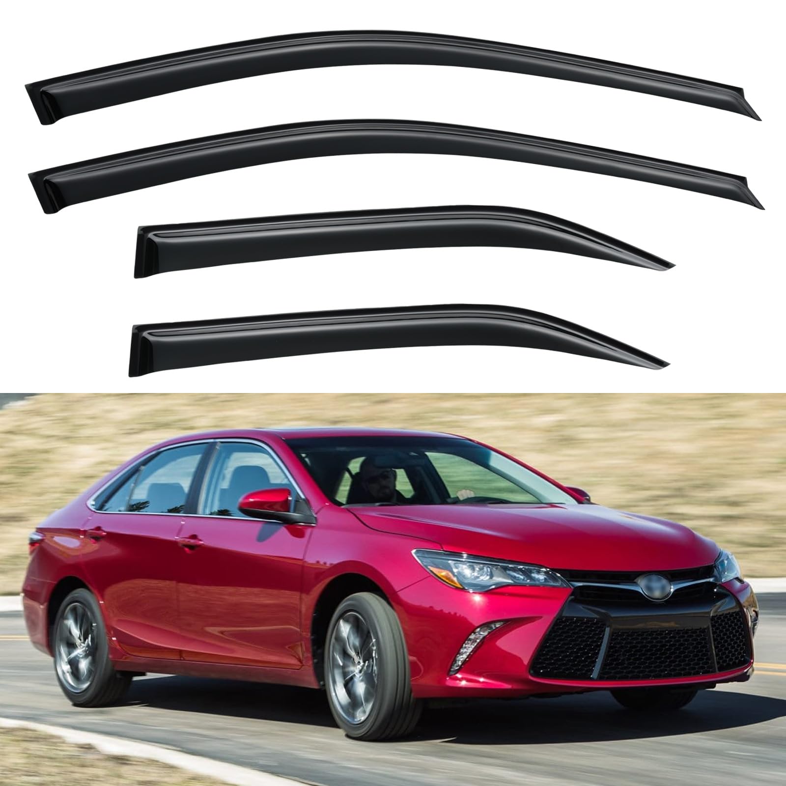 Window Visors Rain Guards for 2012-2017 Toyota Camry Sedan | Out-Channel Window Vent Wind Deflectors Visors Shades Protectors for 12 13 14 15 16 17 Toyota Camry