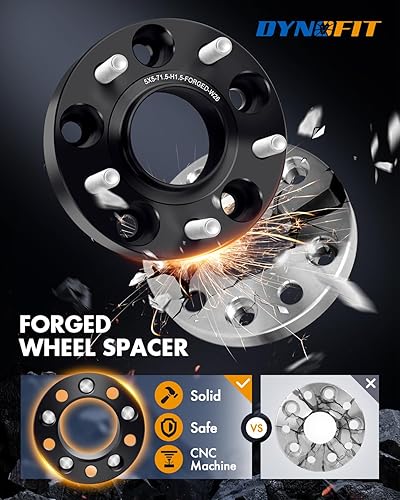 Vista 4 de Espaciadores de rueda para Je/ep JK XK WJ WK, dynofit (juego de 4) 5x5 a 5x5 (5x127) 2.815 in 1/2-20 1.5" espaciador de ruedas centrales forjadas