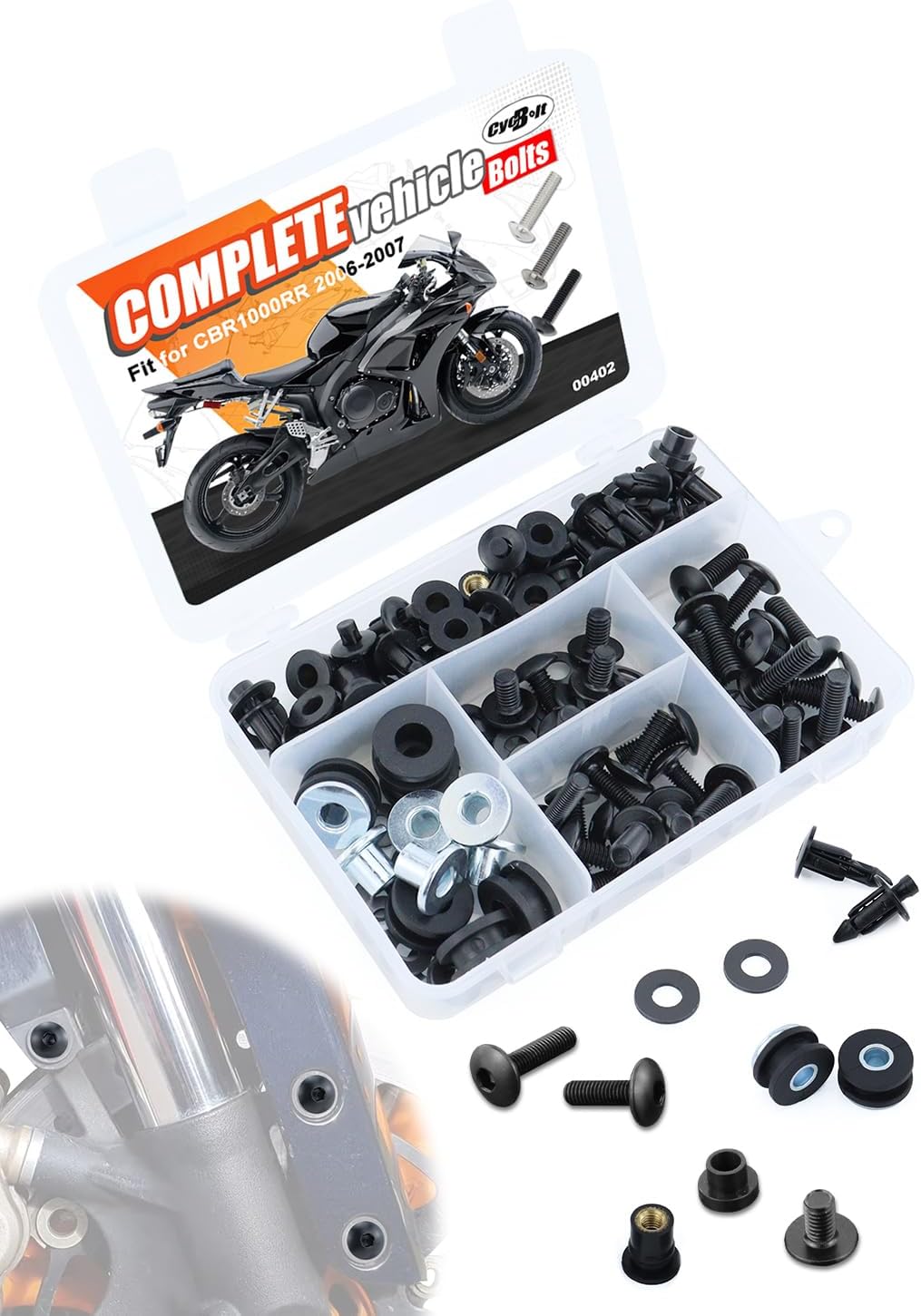 Complete Fairing Bolt Kits Compatible with CBR1000RR CBR 1000 RR 2006 2007 CBR 1000RR Full Set Cowling Bolt Fairing Screws Mounting Kit Washer Nut Replacement