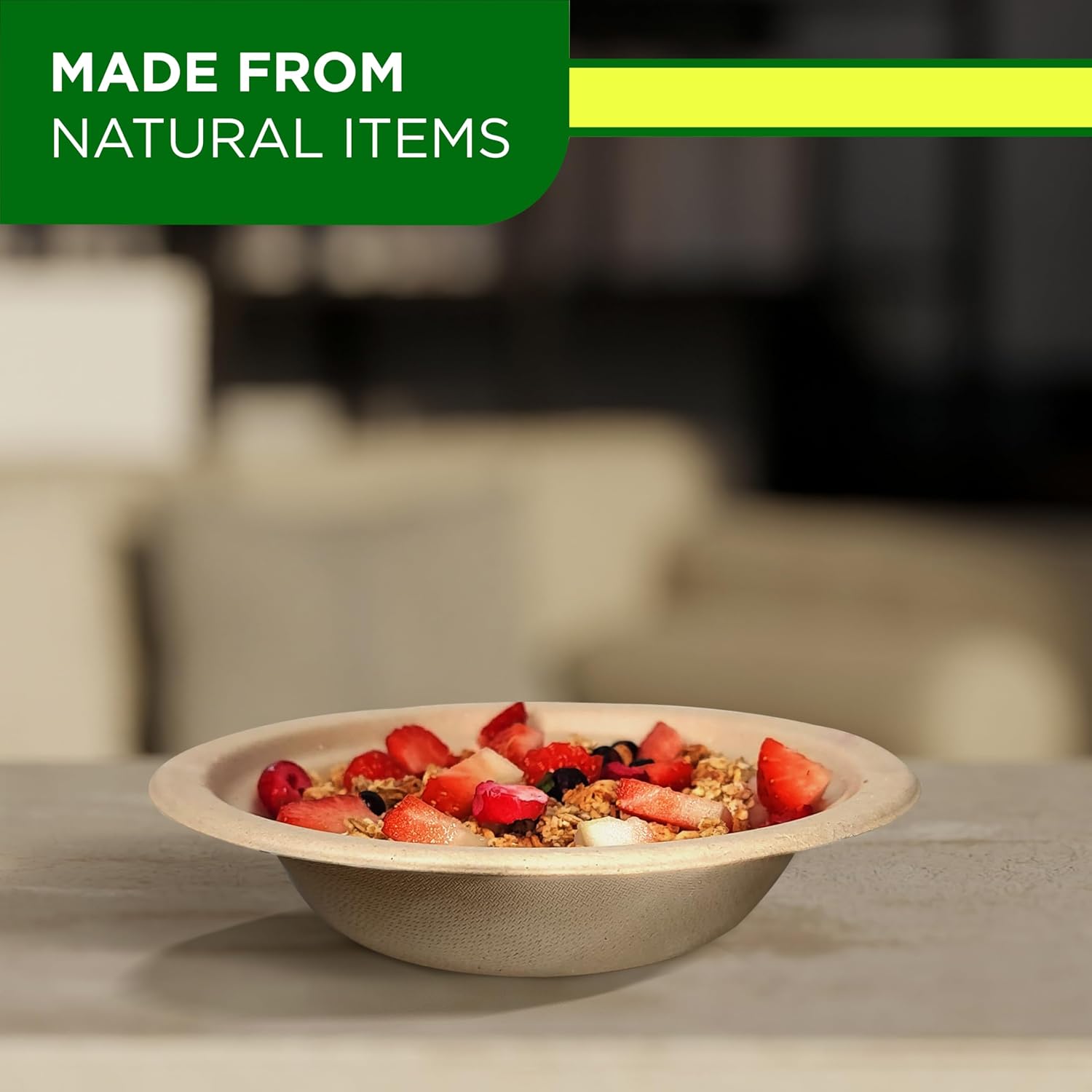 Compostable Bowls 12 OZ/350ml 150Pcs – Bamboo & Bagasse Disposable Bowls for Hot Soup-Temperature Resistant & Microwave Safe – Paper Bowls Disposable for Daily Meals - Image 5