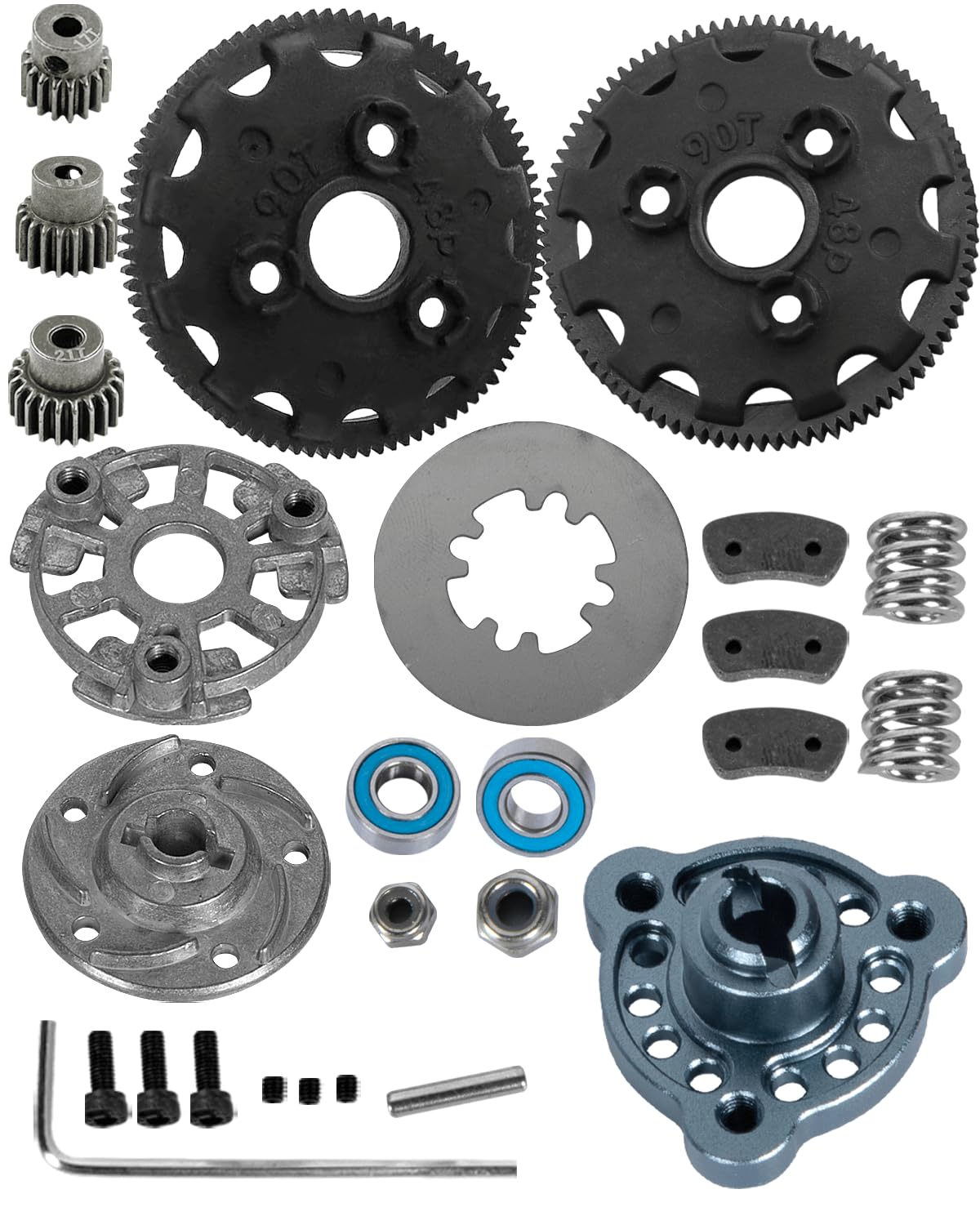 RC 48P 90T Spur Gear w/ 17T 19T 21T & Slipper Clutch Slipper Rebuild Kit Pressure Plate RC Upgrades Part for 1/10 Rustler/Stampede/Bandit 2WD VXL XL-5,Slash 2WD (VXL),Red