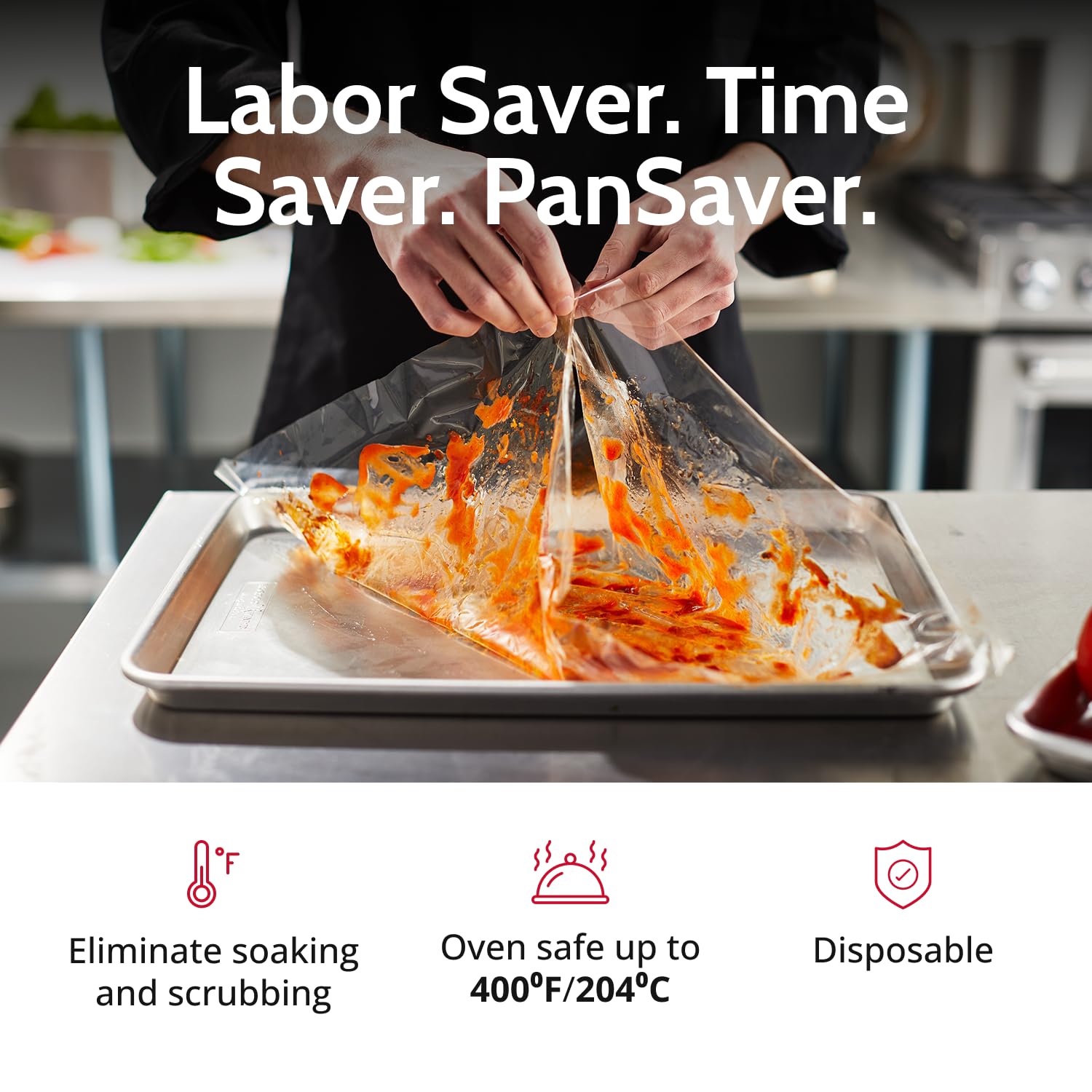 PanSaver Hotel Clear Round Pan Liners for Easy Clean Up - Disposable Buffet Pan Liners, Ovenable up to 400F (6 & 7 Quart Round Pan Liner - 15 x 15 in)