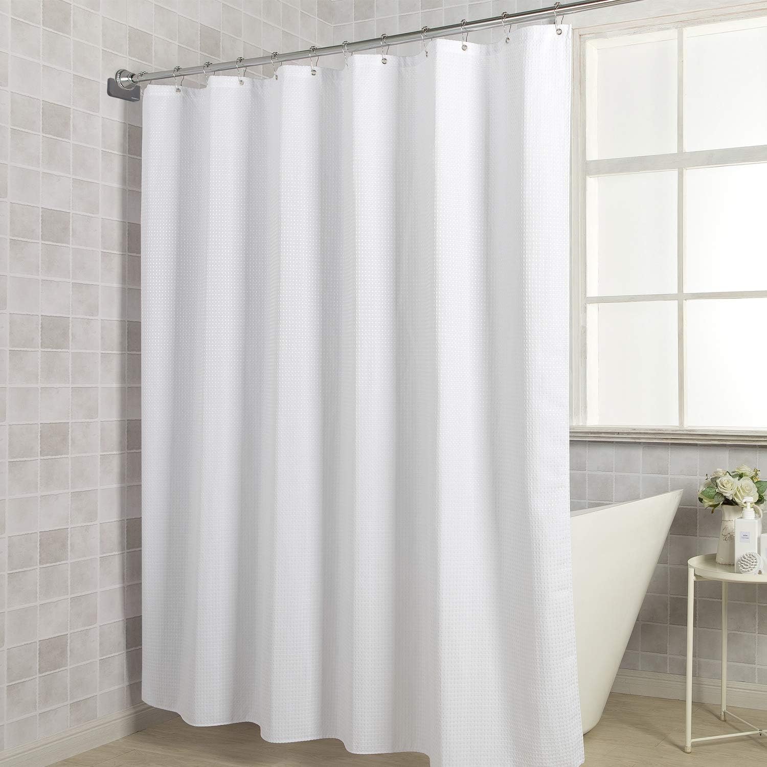 AmazerBath Shower Rod Holders, Adhesive Bathroom Rod Holder Rod Socket for Shower Curtain Rod, Avoids Falling Rod to Hurt People or Damage Bathtub Tile-Set of 2 Pieces(Shower Curtain Rod Not Included)