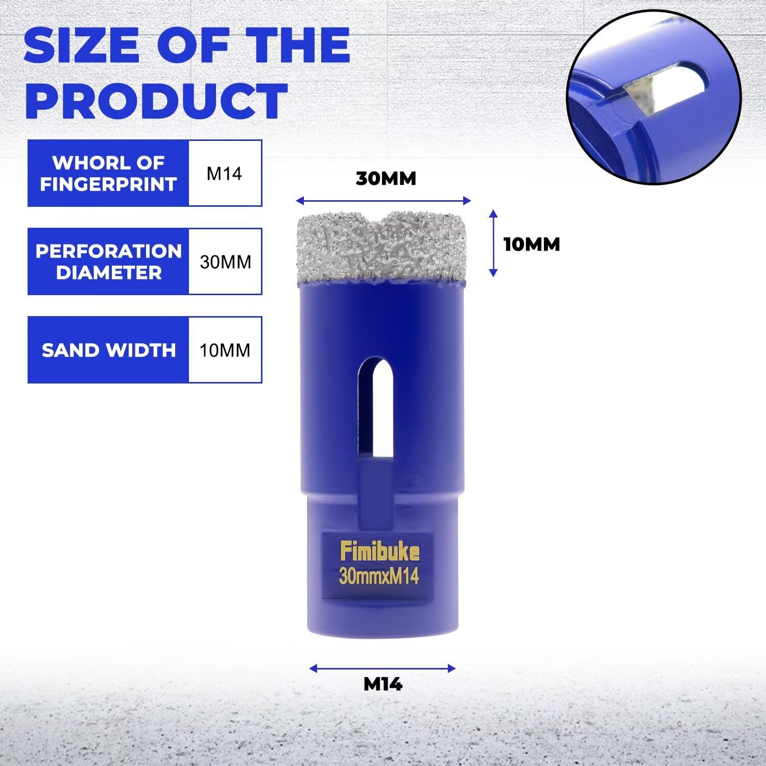 Punte Trapano Diamantate 30mm M14 per Porcellana Granito Marmo