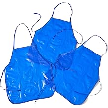 Hand2mind Kids Aprons - Set of 10 | Blue Plastic Aprons for Kids PreK-Grade 2