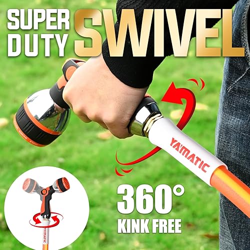 Miniatura 3 de YAMATIC Manguera de jardín resistente de 58 pulgadas x 10 pies con accesorio giratorio, manguera flexible sin torceduras, segura para agua potable,
