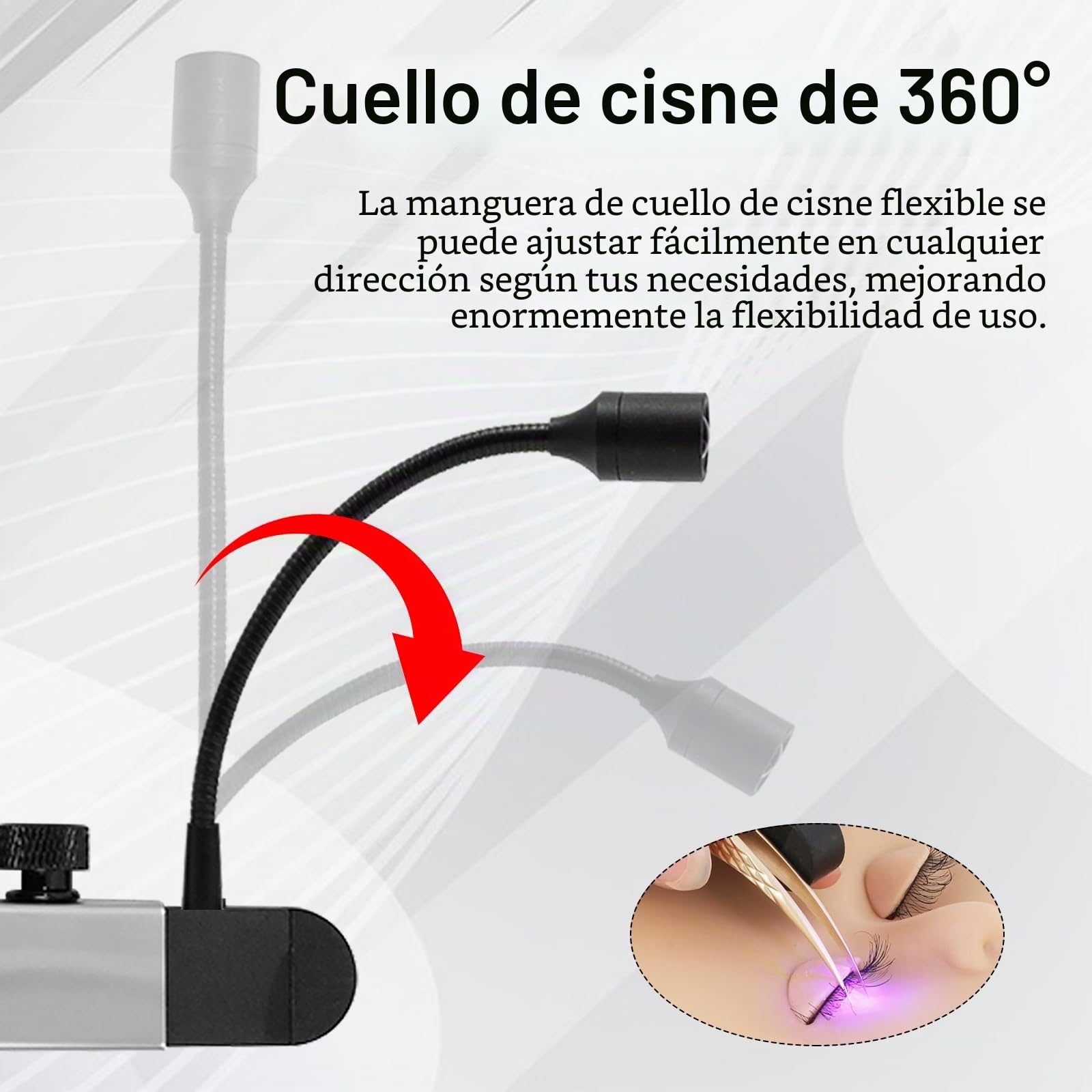 Lámpara Para Pestañas, 1.8W Luz UV Lámpara De Curado Portátil Para Uñas Para Fotopolimerizar Pestañas Lámpara Para Extensiones De Pestañas Con Pedal Pinzas Y Cuello De Cisne Curado En 1-3 Segundos