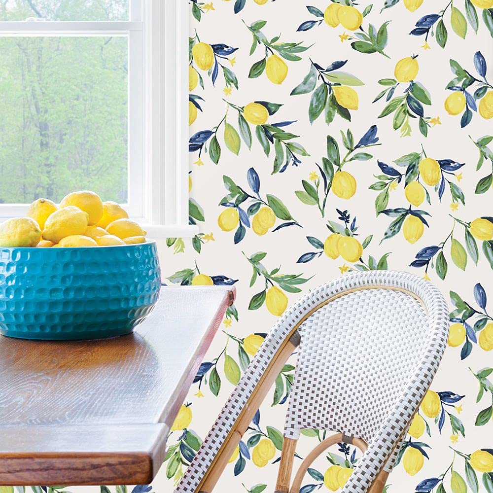 WALPA 壁紙 レモン はがせる シール壁紙 wallshoppe / Lemons-White | 輸入壁紙専門店