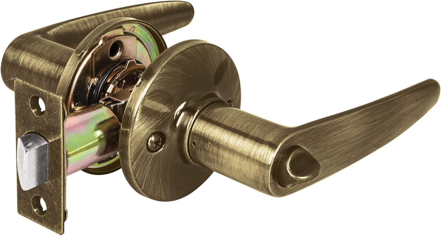 Lock handle, cylinder brass, antique brass bathroom