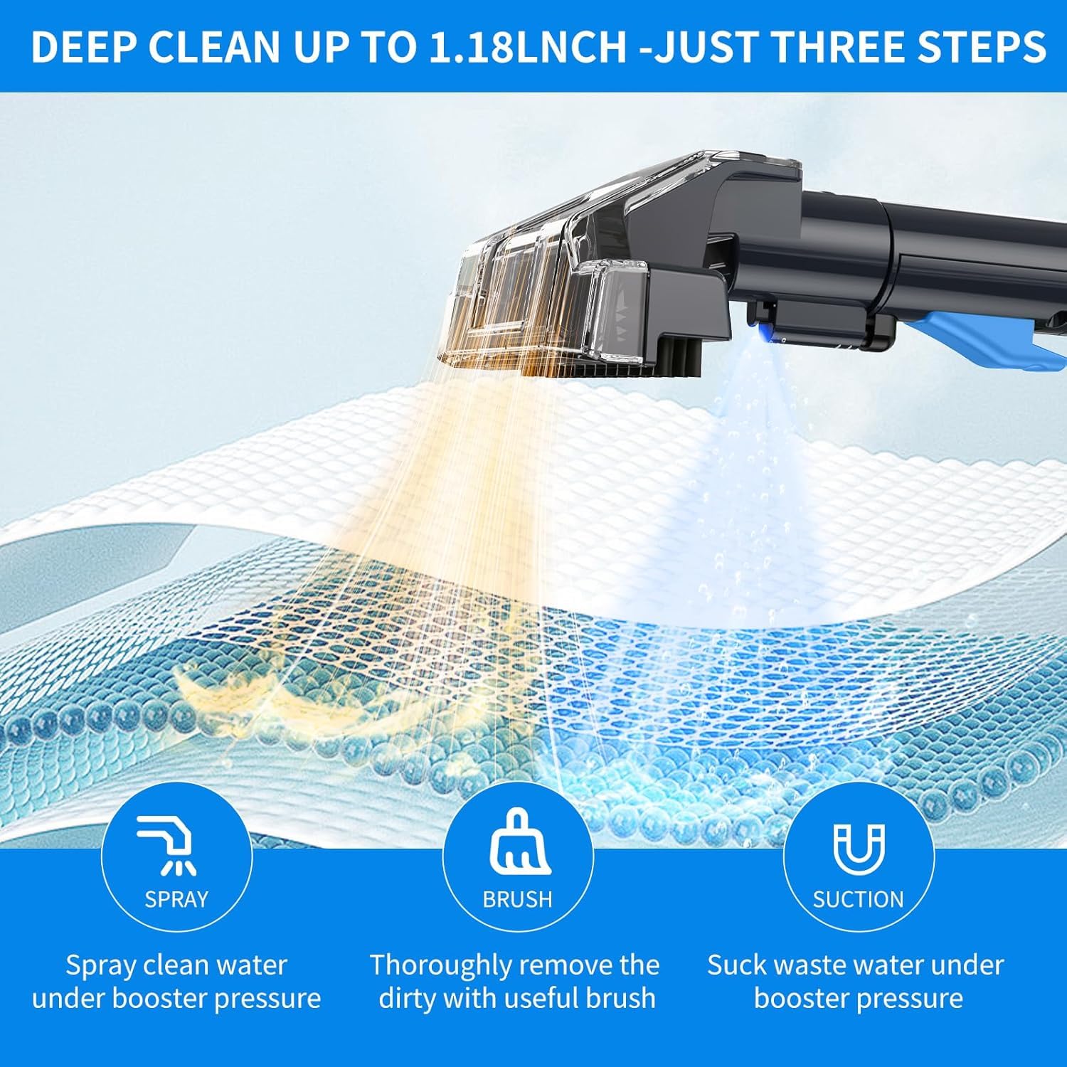 450W/ 12Kpa Lavatappeti Portatile,Lavatappeti,Aspirapolvere per Macchie,Lavatappezzeria,lava divano ad Acqua,lava tappezzeria Per Tappeti, Moquette,Tappezzeria,Scale e Auto