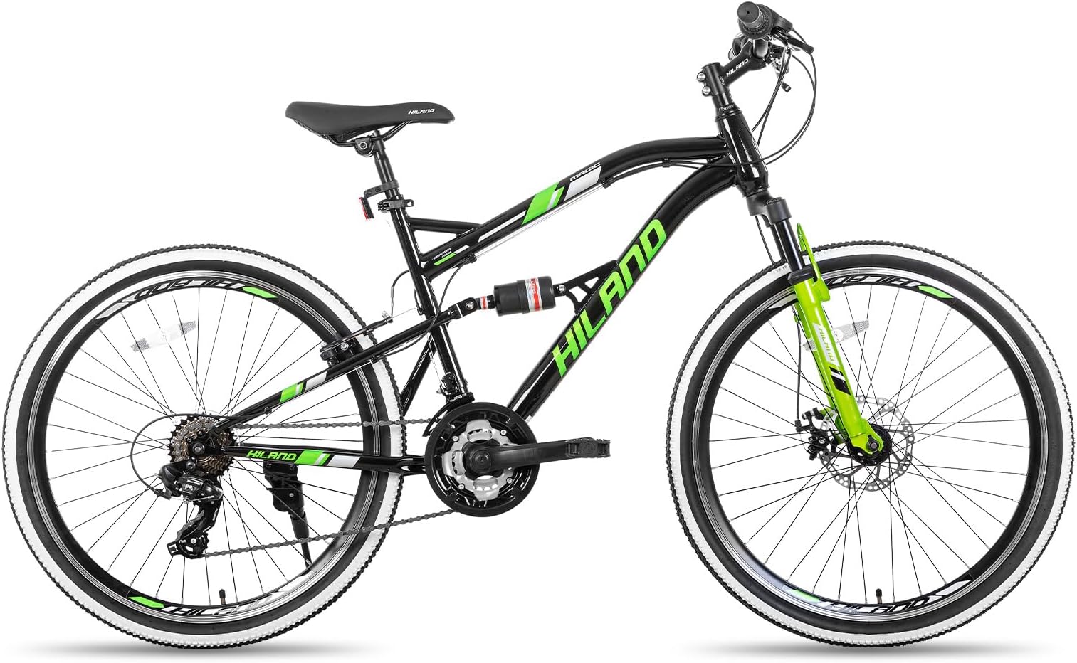 Hiland 26 Inch Mountain Bike Full-Suspension 21 Speeds Drivetrain MTB Bicycle