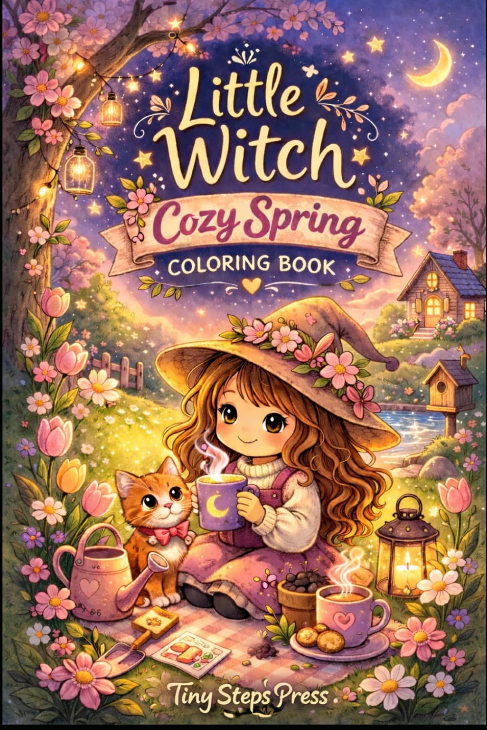 Little Witch Cozy Spring Coloring Book: Cute and Relaxing Coloring Pages