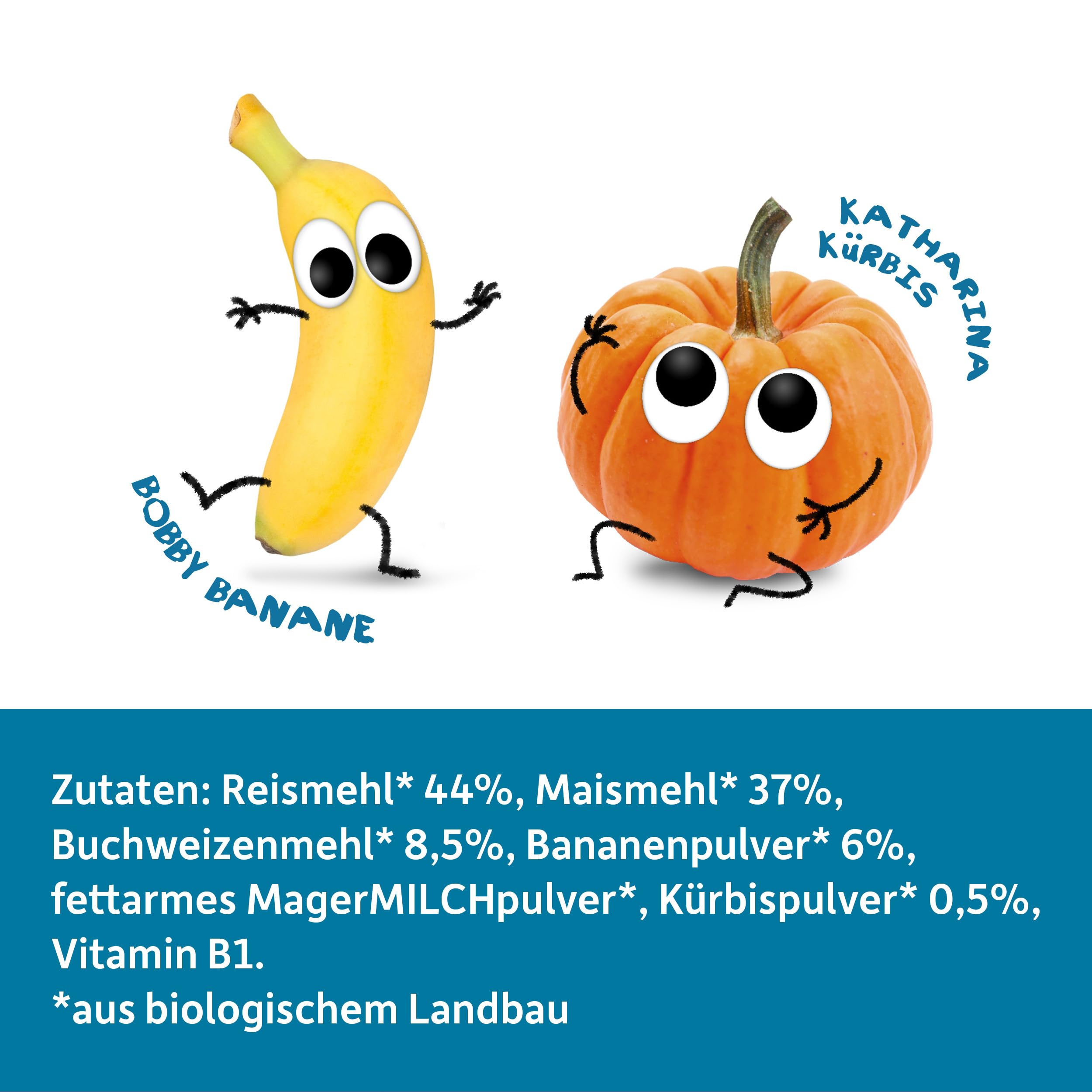 FRECHE FREUNDE Bio-Getreideschnitten mit Bio-Bananenpulver und Bio-Kürbispulver, Knusper-schnitte Banane und Kürbis, ohne Zuckerzusatz, 6er Pack (6x84g)