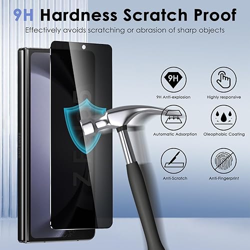 Miniatura 2 de Paquete de 2 protectores de pantalla para Samsung Galaxy Z Fold 5, protector de pantalla de privacidad 9H para Galaxy Z Fold 5, protector de