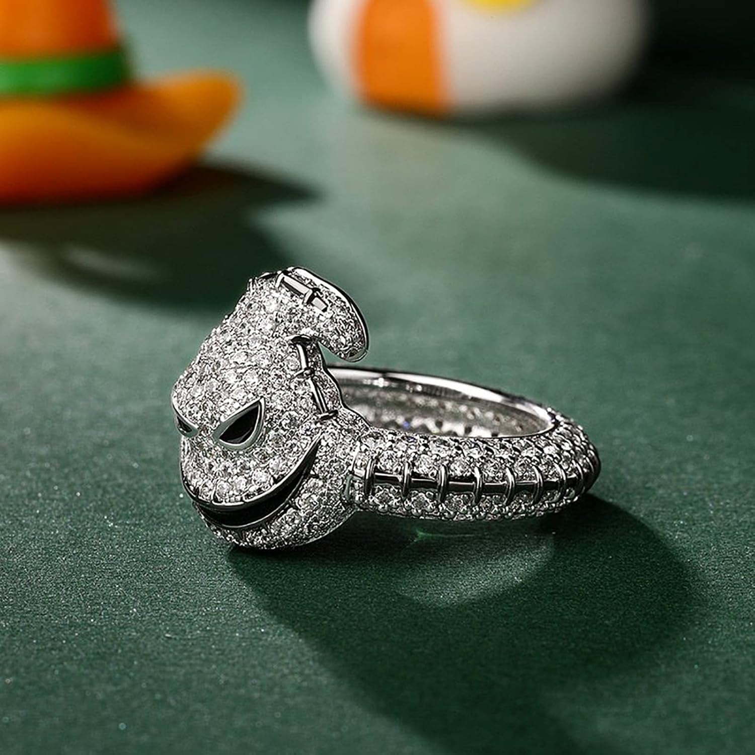 Jeulia Gothic Skull Diamond Rings: Sterling Silver Round Cut Skeleton Rings Band Halloween Romantic Jewelry Gifts for Her CZ Solitaire Engagement Rings Anniversary with Box - Image 6