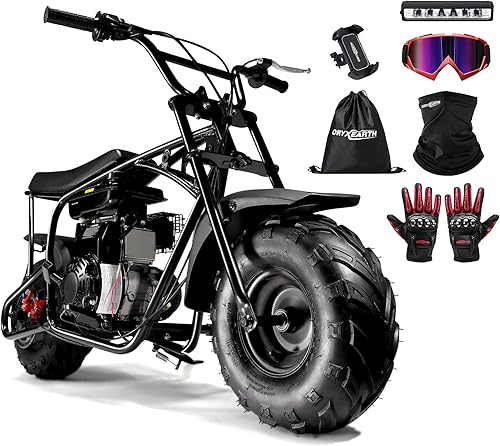 Miniatura 20 de Oryxearth Mini bicicleta de tierra todoterreno de 105cc de 4 tiempos, 28mph, a gasolina con transmisión automática y arranque de tirón para adultos