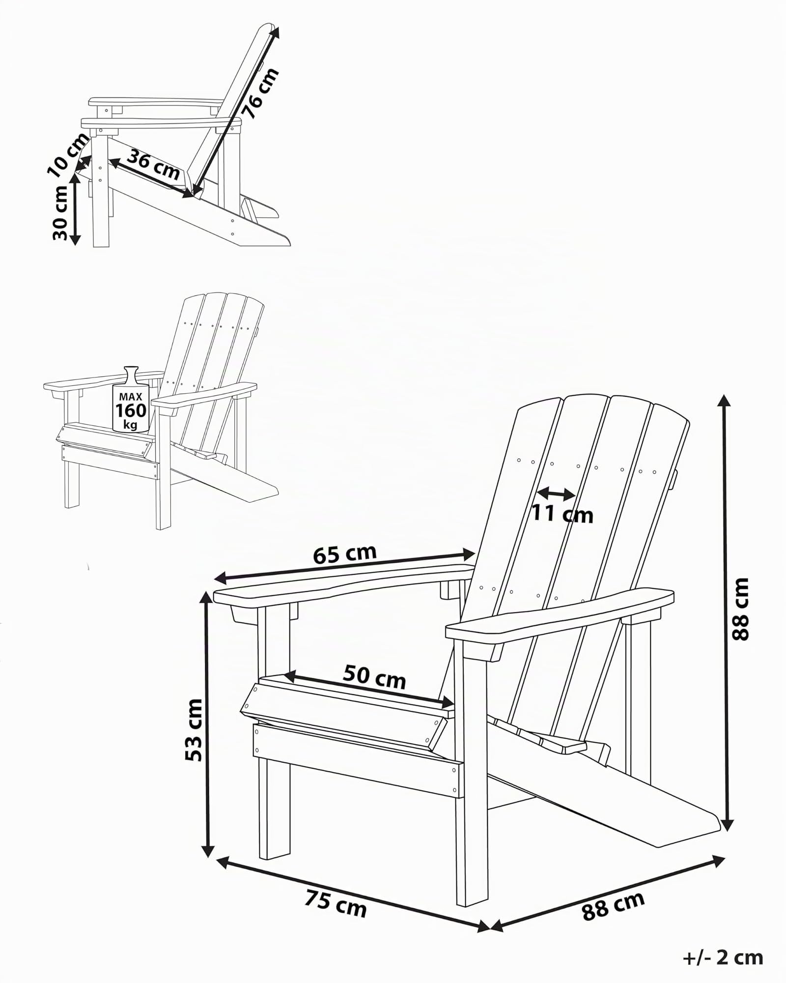 Chaise de Jardin en Plastique Effet Bois Terrasse Extérieur Rose Adirondack