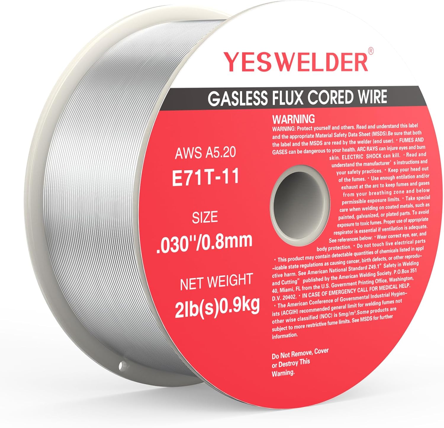 YESWELDER Flux Core Gasless MIG Wire, E71T-GS Mild Carbon Steel .030-Inch Diameter 2-Pound, Strong ABS Plastic Spool Welding Wire (5 Packs)