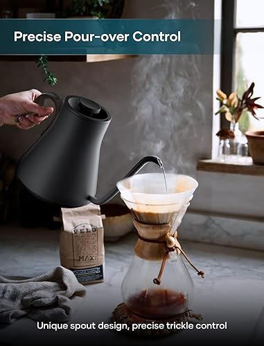 Miniatura 4 de Hervidor eléctrico, hervidor eléctrico de cuello de cisne, control preciso de temperatura de 1 , interior de acero inoxidable, calentamiento rápido