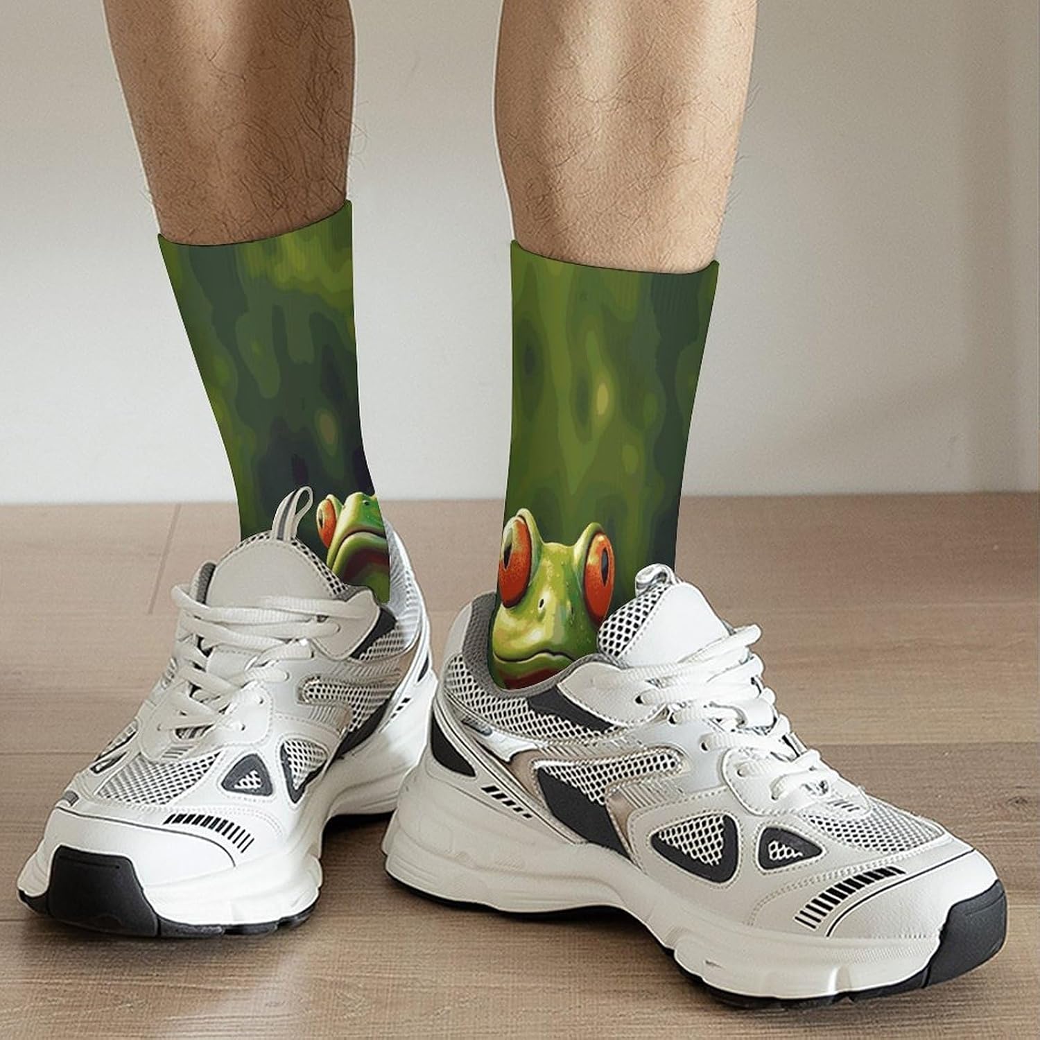 Funny Green Frogs Crew Sock High Stocking Grippy Socks | Socks for Men & Women,Stockings-Long Thin Tube Sports, Breathable Soft Athletic for Nurses,Travel