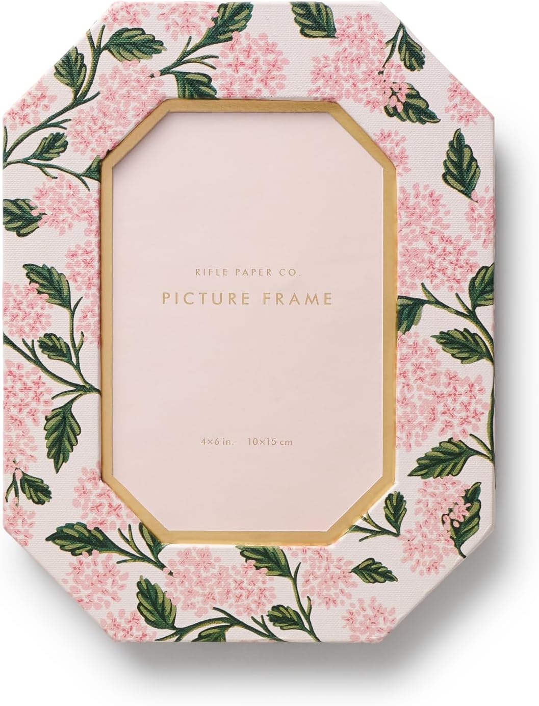 RIFLE PAPER CO. Pink Hydrangea 4x6 Picture Frame, For Special Photos With Friends And Family, Stylized Pattern Single Photo Frame For Desks, Cabinets, And Nightstands