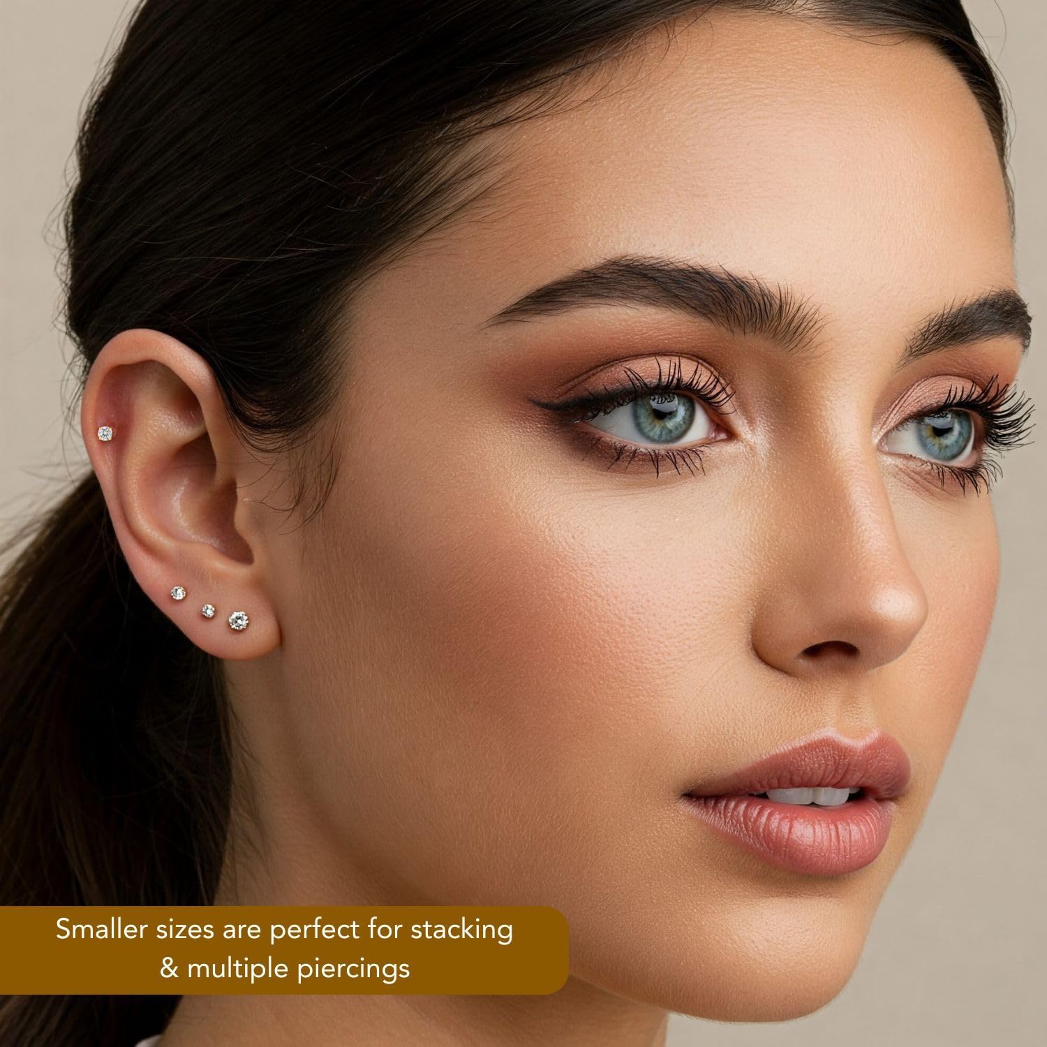 14K White Gold Solitaire Round Lab-Grown Diamond Stud Earrings in Secure Screw-backs