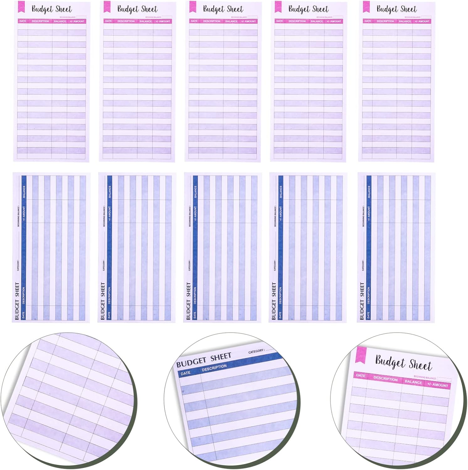 Tofficu 24 Sheets Expense Budget Sheets Money Trackers Cash Expenditure Manager for Budgeting Budget Envelopes Cash Envelope Wallet Budget Planner : Office Products