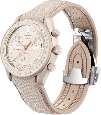 Strap for Omega x Swatch MoonSwatch Watch, 20mm, Folding Buckle, Curved No Gap Moonswatch Swatch strap for Men & Women Khaki