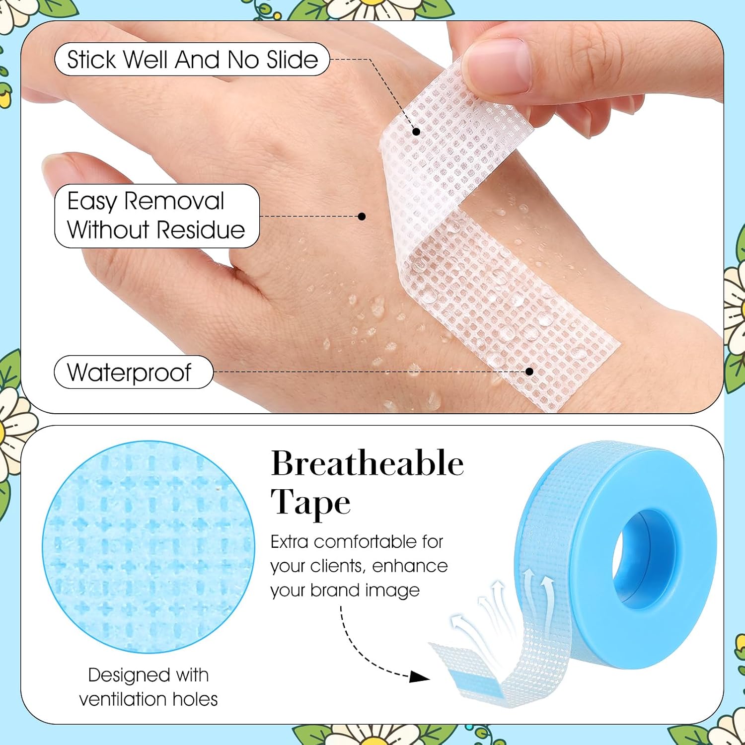 5 Rolls Lash Tape for Eyelash Extensions, Silicone Eyelash Extension Tape, Soft Gel Lash Tech Tapes for Sensitive Skin to Make Up/Lips/Eye Shadow/DIY/Salon Easy Tear (Multicolor)