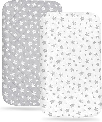 Protector de colchón para moisés de 33 x 17 pulgadas, impermeable, flexible para diferentes colchones de cuna y moisés rectangular, reloj de arena,