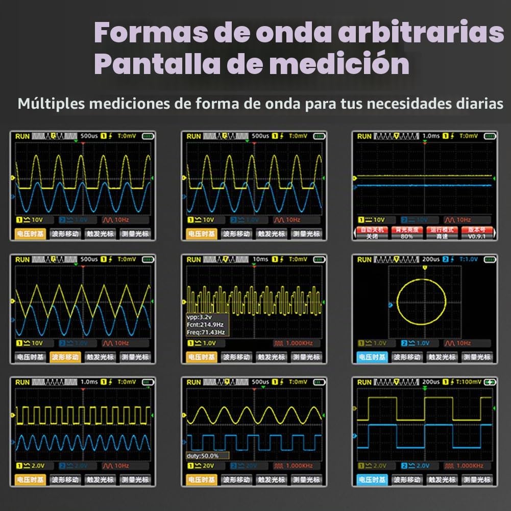 Multímetro de osciloscopio 3 en 1, Mulcort Multímetro digital Ancho de banda de 50 MHz Frecuencia de muestreo 280 MS Almacenamiento de datos de forma de onda de PC Generador