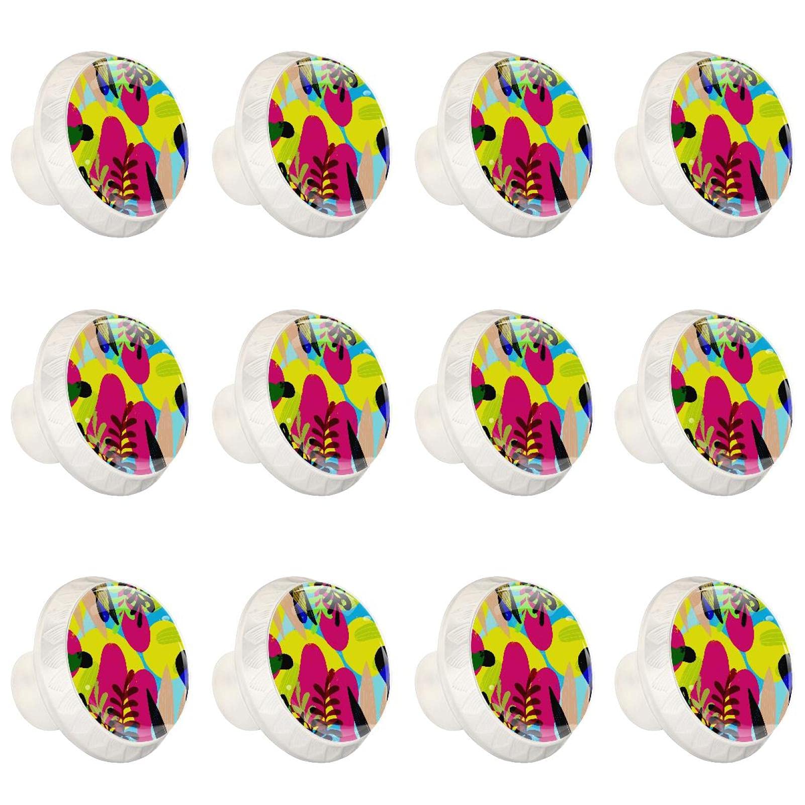 Poignée de meuble et bouton de commode rond motif feuille tropicale pour cuisine